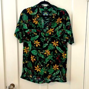 💕 SALE! Men’s Floral Pattern Button Down Shirt Large Tropical